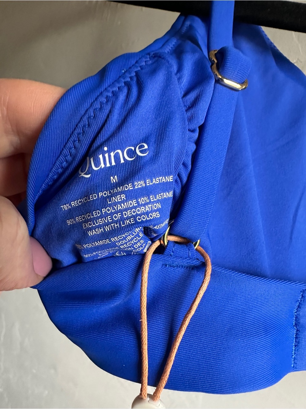 Quince Italian V Neck Too Low Rise Bottom Bikini Set Cobalt Blue Minimalist NWT - Picture 8 of 9